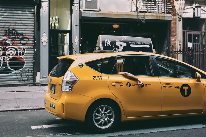 a yellow cab in Manhattan